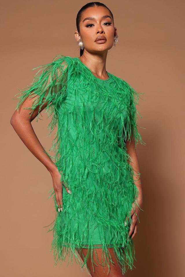 Layla Feather Mini Dress - Green Product Image