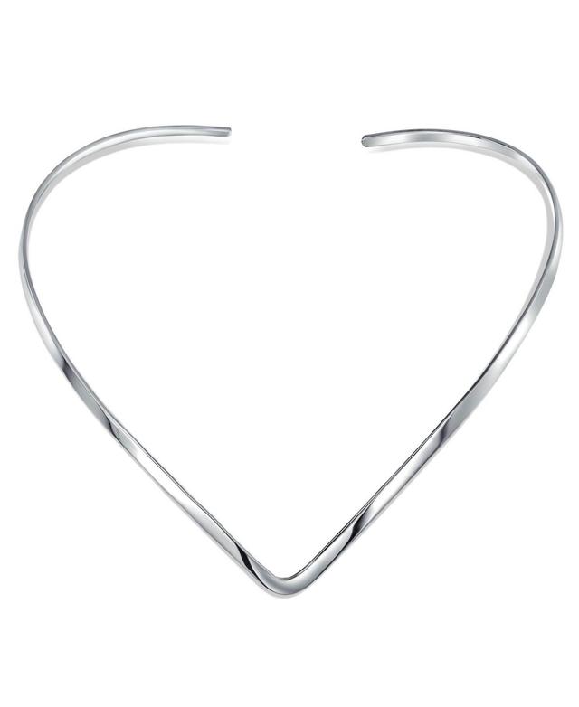 Basic Simple Slider Choker V Shape Collar Statement Necklace For Women .925 Silver Sterling Add Your Pendant 3MM Product Image