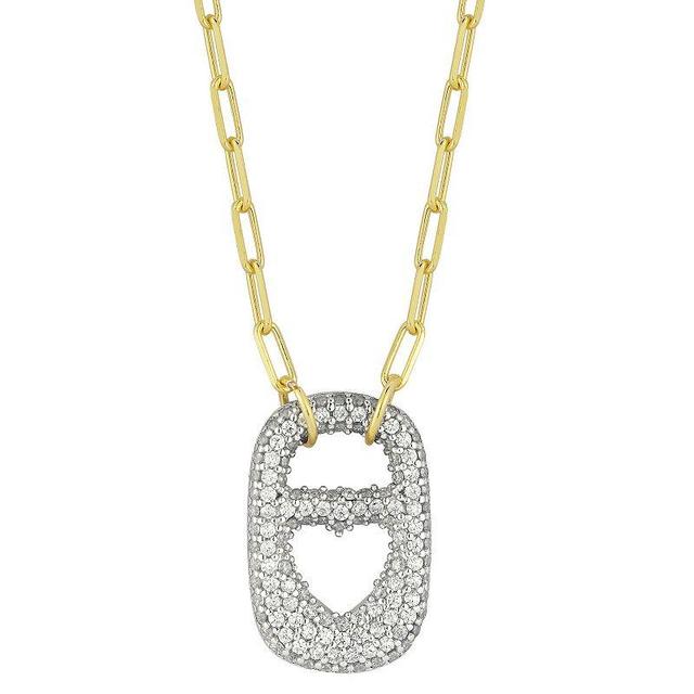 Sunkissed Sterling 14k Gold Over Silver Cubic Zirconia Heart Soda Tag Pendant Necklace, Womens, Gold Tone Product Image