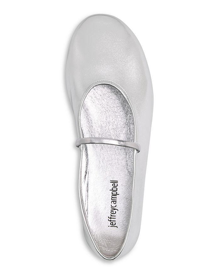 JEFFREY CAMPBELL Dancerina Womens Faux Leather Slip On Ballet Flats In Silver Product Image