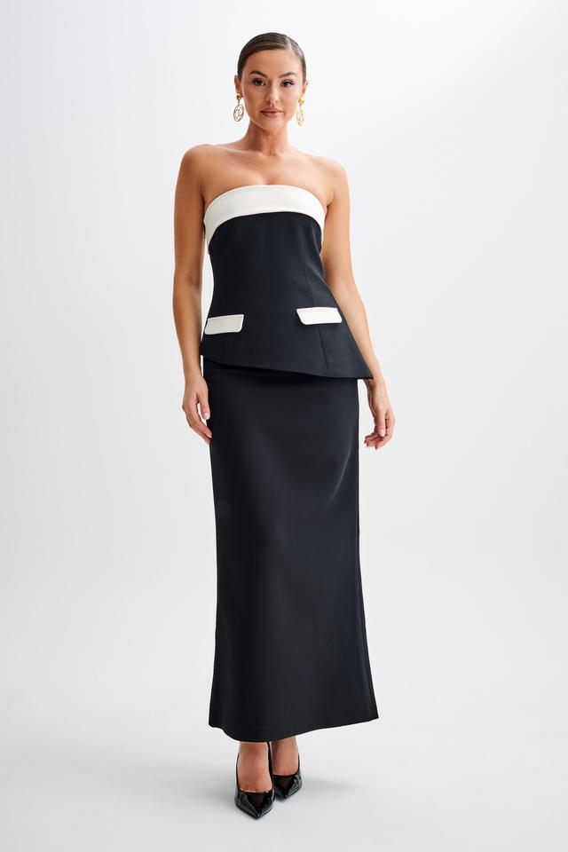 Micah Contrast Suiting Strapless Top - Black Product Image