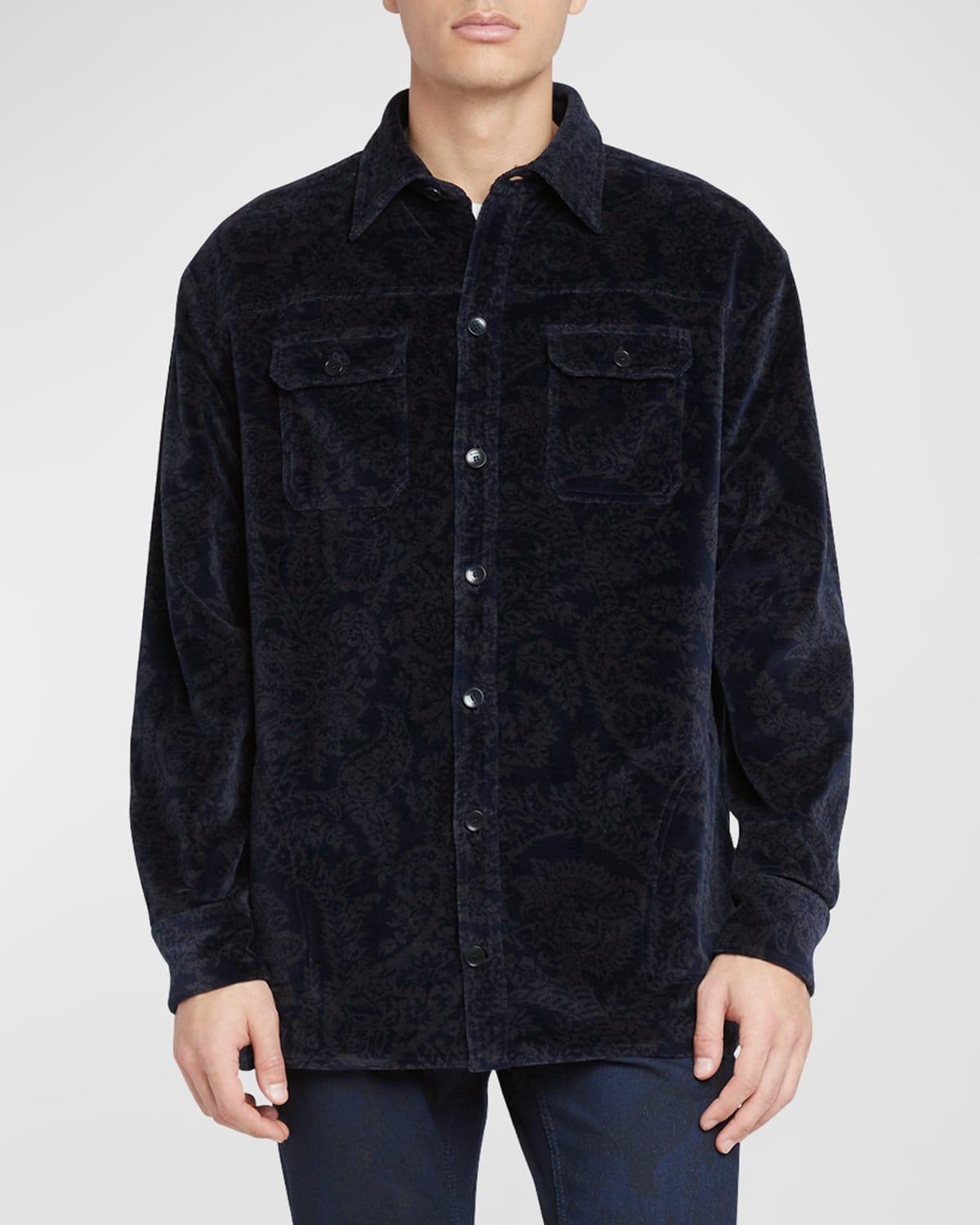 Mens Paisley Printed Velvet Overshirt Product Image