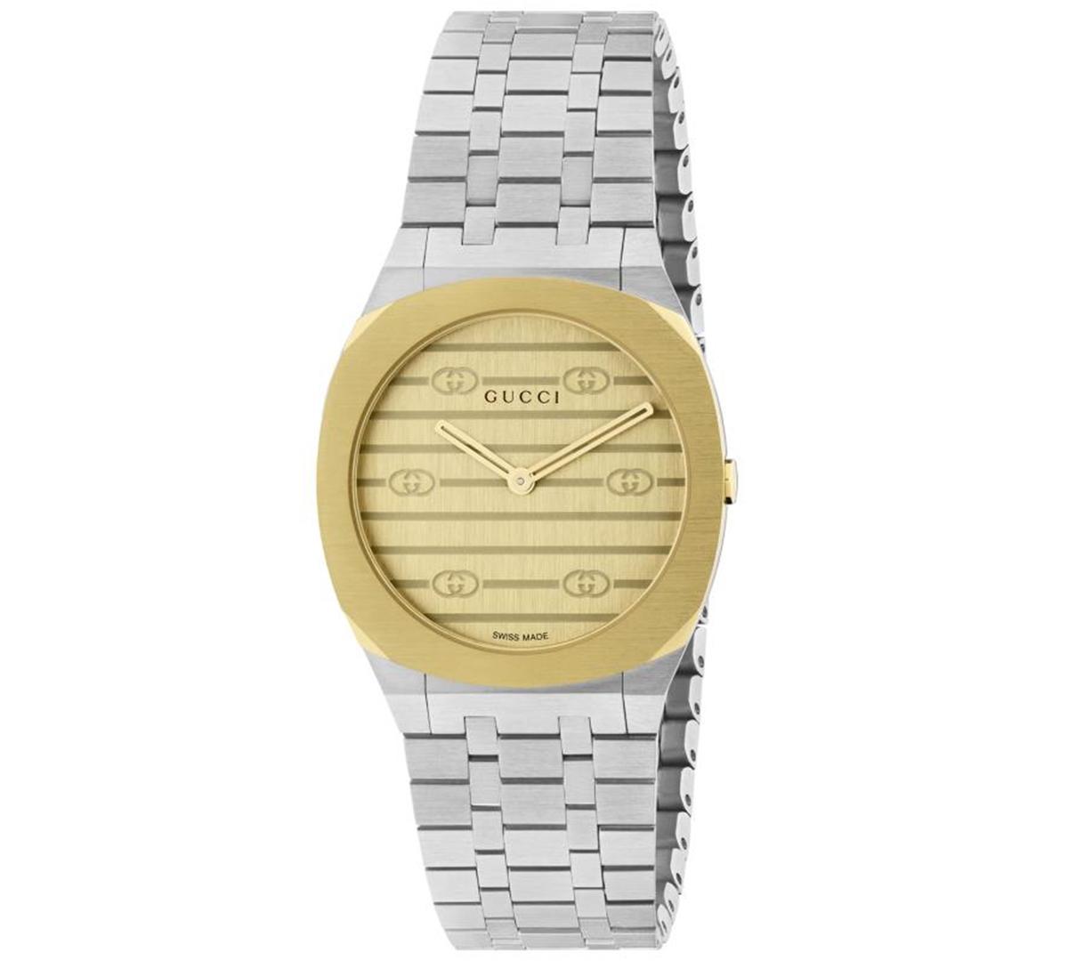 Womens Logo-Embossed 18K Yellow Gold & Stainless Steel Bracelet Watch Product Image