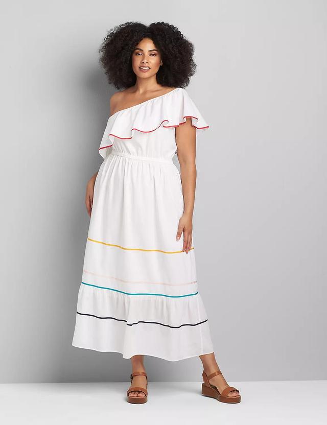 One-Shoulder Ruffle-Hem Maxi Dress Product Image