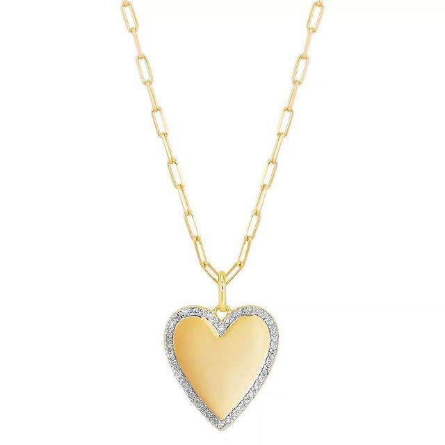 Two-Tone 1/10 Carat T.W. Diamond Heart Paperclip Chain Pendant Necklace, Womens Gold Tone Product Image