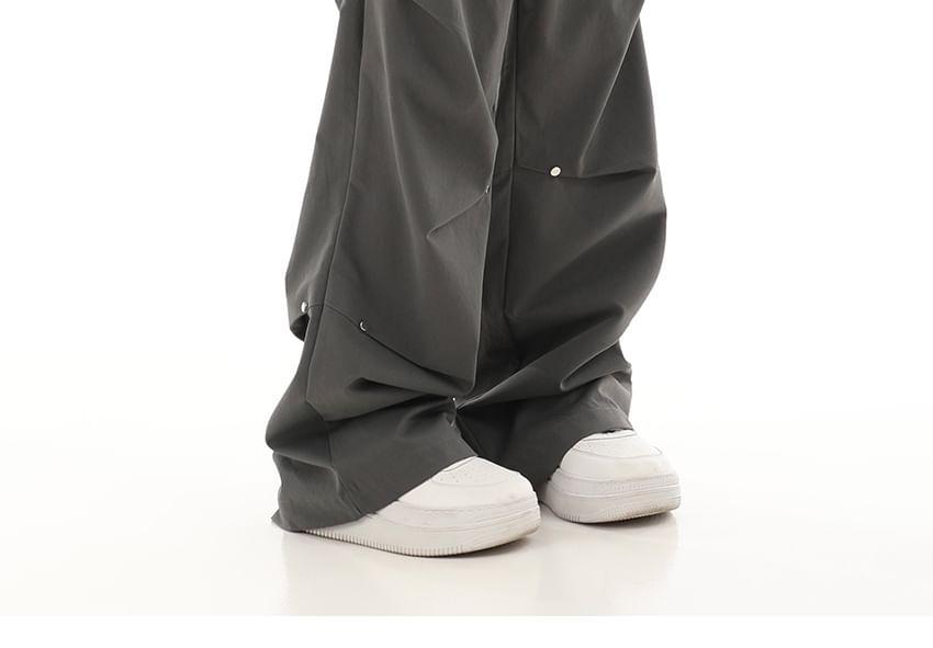 Plain Wide-Leg Cargo Pants Product Image