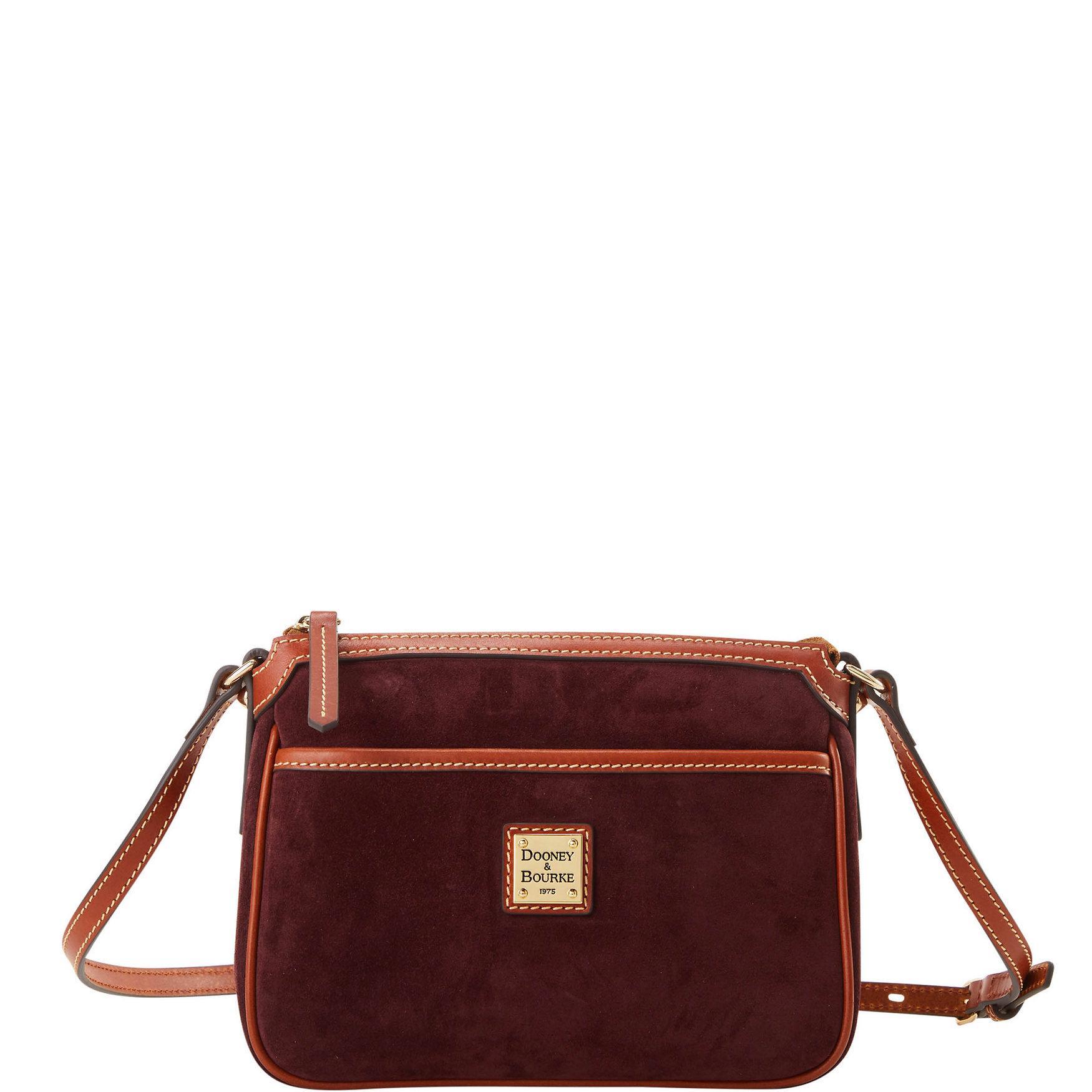 Dooney & Bourke Womens Suede East West Pocket Crossbody Leather Shoulder Bag in Wine Product Image