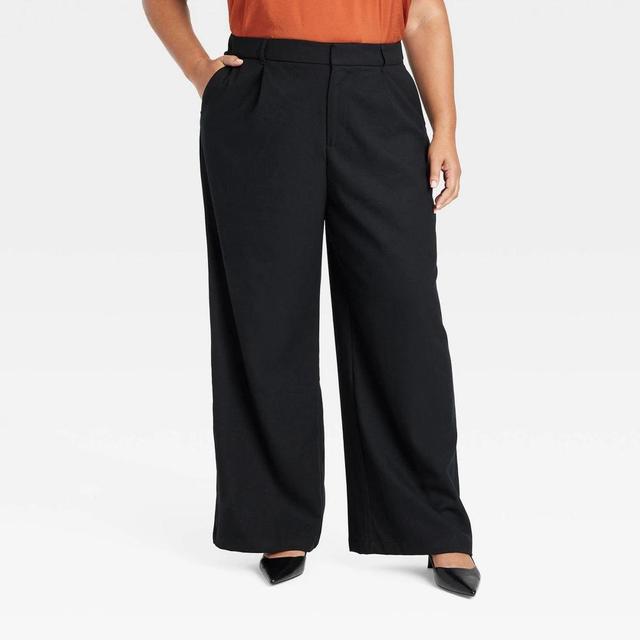 Womens High-Rise Wide Leg Trousers - Ava & Viv Black 17 Product Image