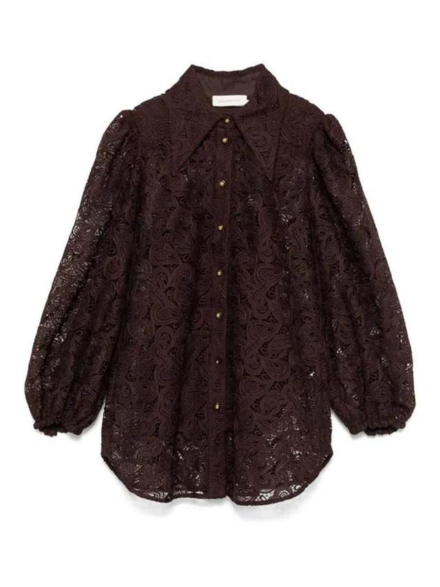 ZIMMERMANN Illustration Lace Blouse In Brown Product Image