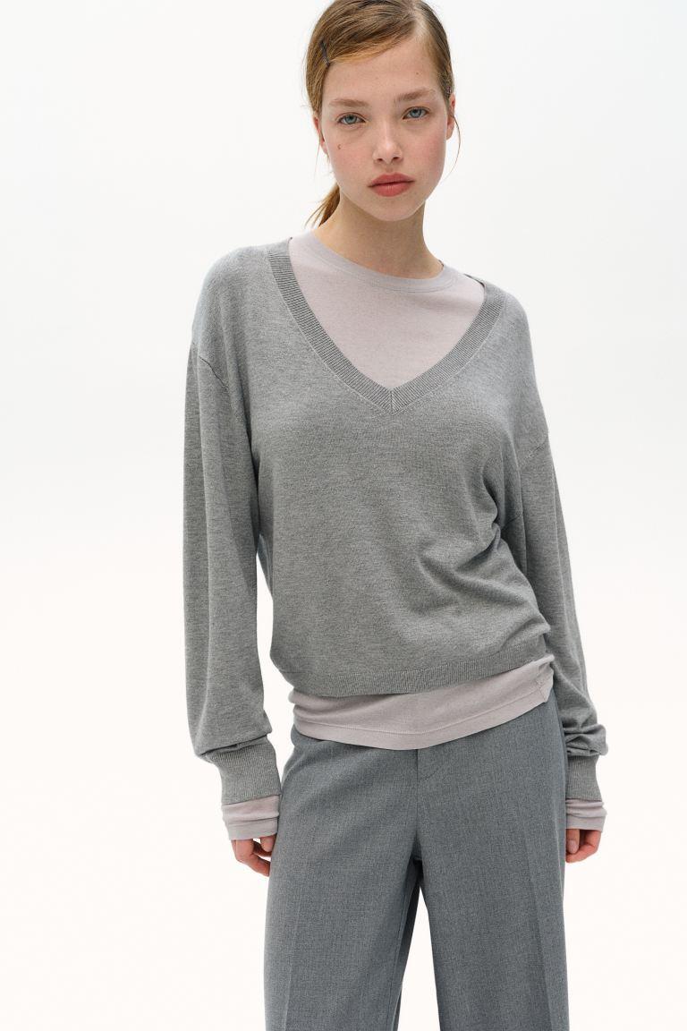 Fine-Knit V-Neck Sweater product image