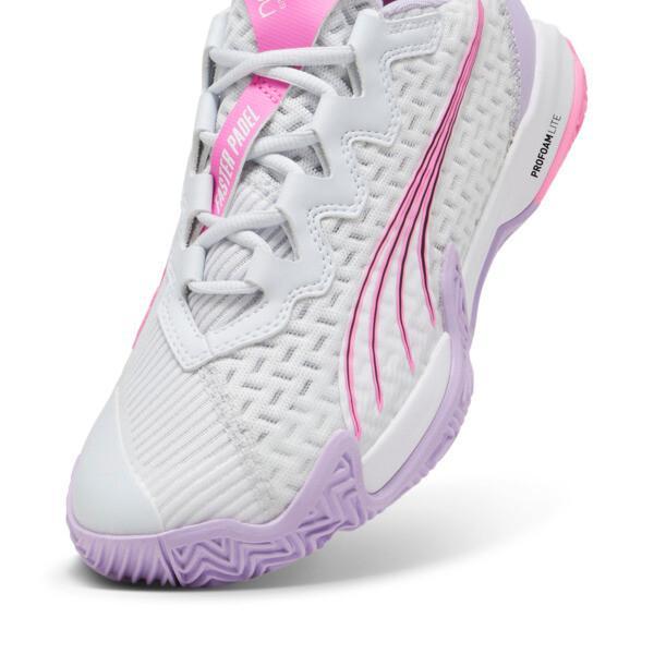 PUMA NOVA Elite Women's Court Shoes in Silver Mist/White/Vivid Violet Product Image