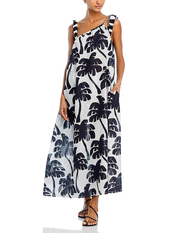 Womens Coconut Printed Cotton Cover-Up Midi-Dress Product Image