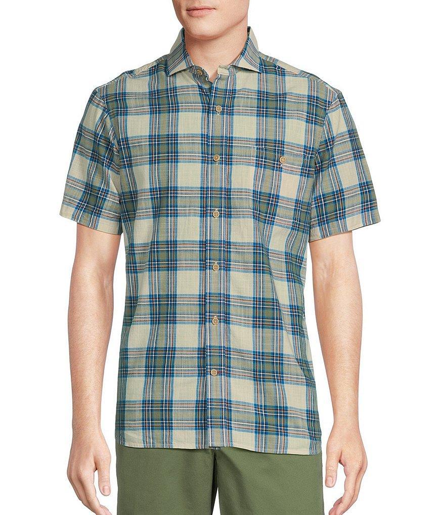 Cremieux Blue Label Plaid Chambray Short Sleeve Woven Shirt Product Image