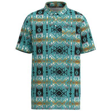 Hooey® Men's S/S Hot Shot Turquoise Aztec Polo Product Image