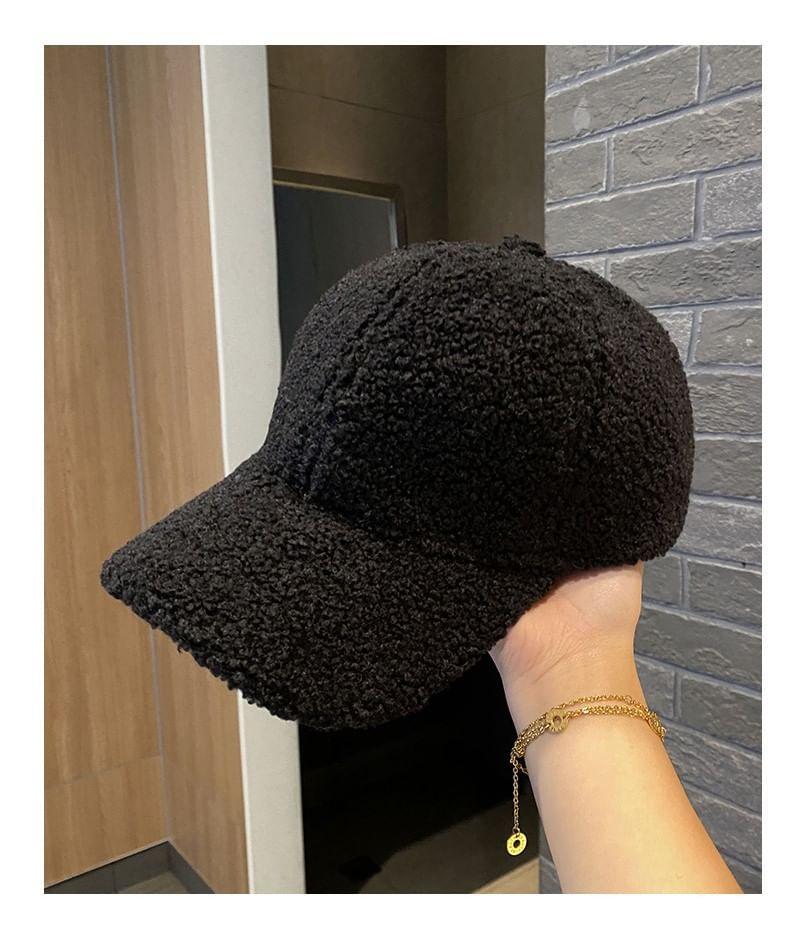 Plain  Faux Shearling Baseball Cap Product Image