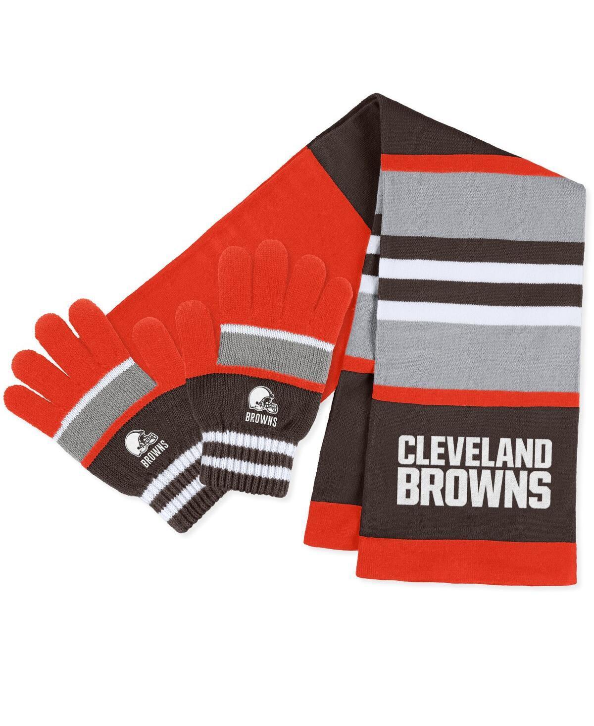 Womens Wear by Erin Andrews Cleveland Browns Stripe Glove and Scarf Set Product Image