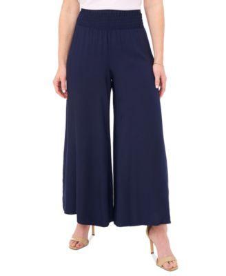 Petite Pilazzo Smocked-Waist Wide-Leg Pants product image