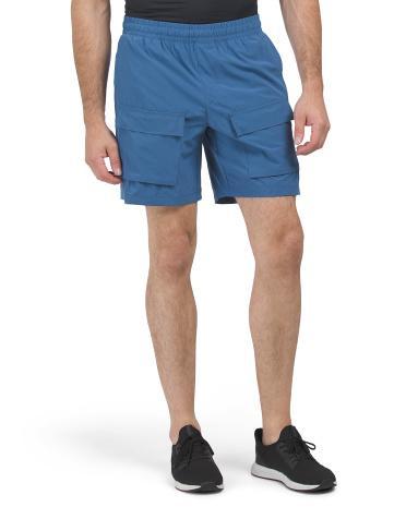 Slim Fit Woven Stretch Cargo Shorts for Men | Polyester/Spandex Product Image