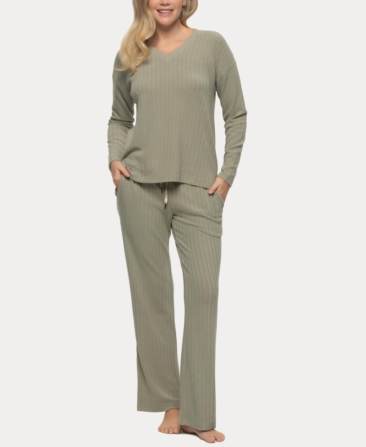 Felina Womens Serena V-neck Pullover and Lounge Pant Set Product Image