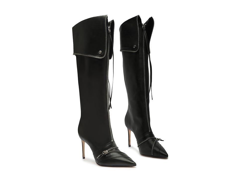 Schutz Arla Up Leather Zip Front Cuffed Tall Dress Boots Product Image