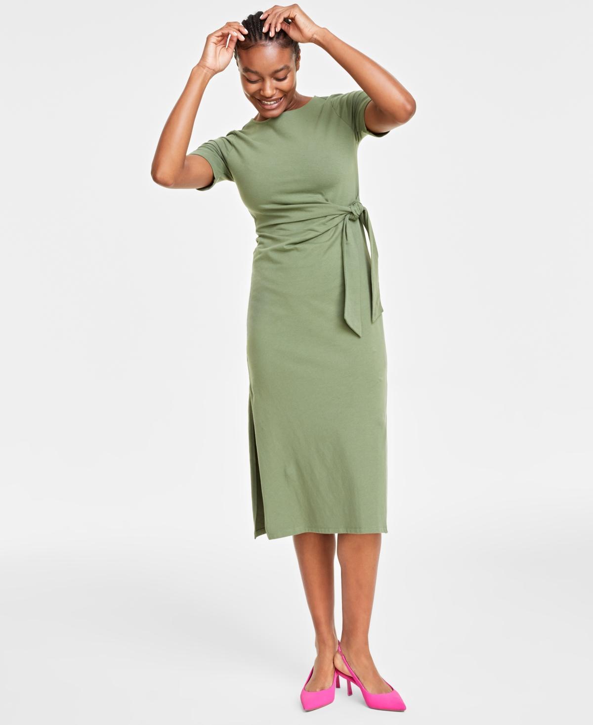 On 34th Womens Crewneck Wrap Tie Dress, Created for Macys Product Image