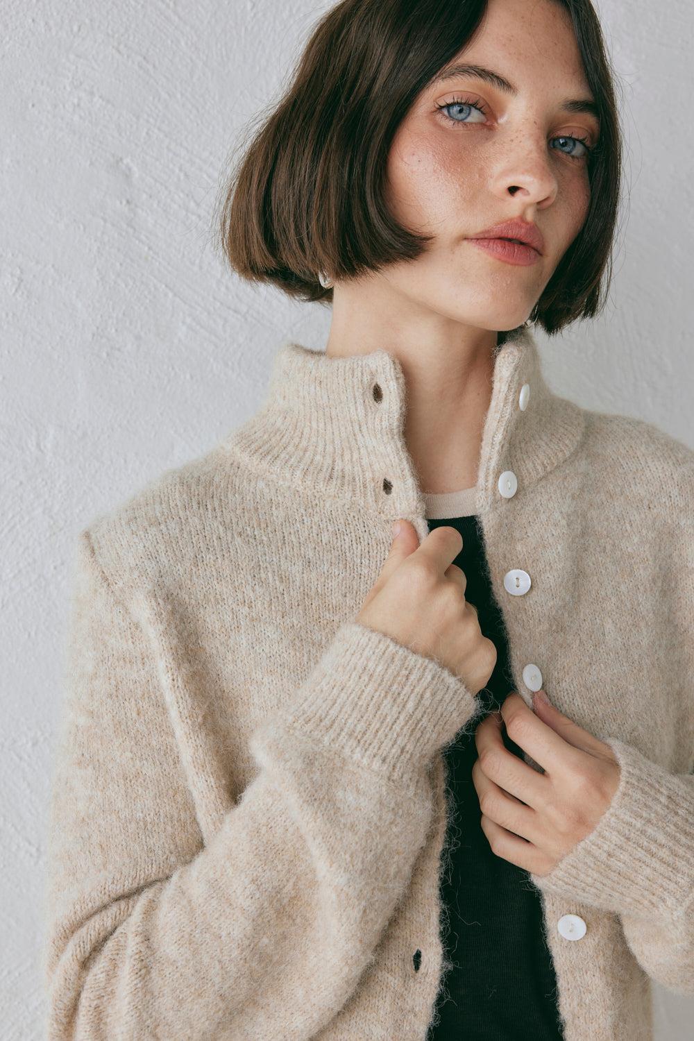 Henley Knit Cardigan Marle Product Image