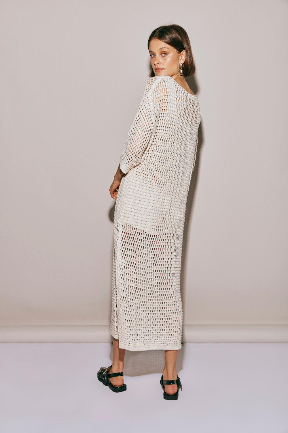 Cora Knit Midi Dress Cream Product Image