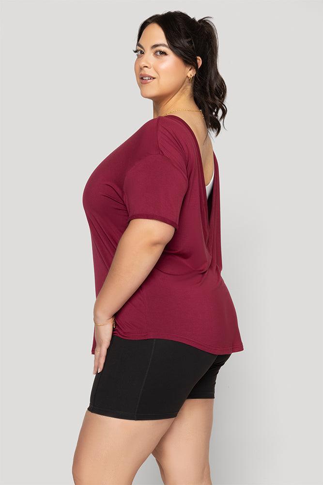 Reversible Deep V Tee - Sangria Product Image