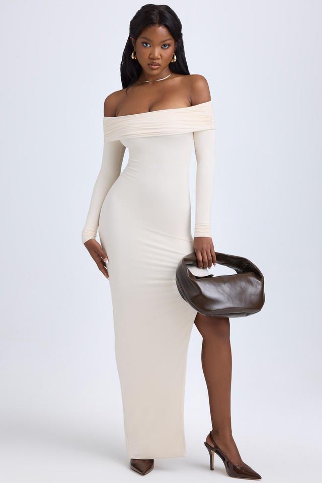 Modal Off-Shoulder Open-Back Maxi Dress in Ivory Product Image