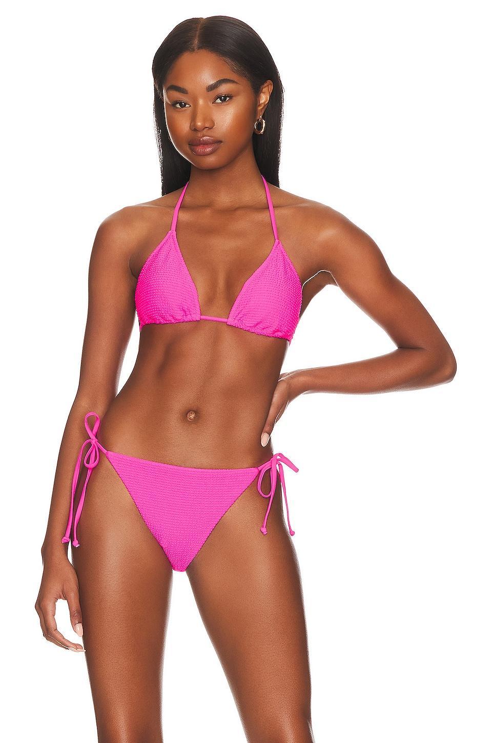 Cabana Textured Triangle Bikini Top MILLY Product Image