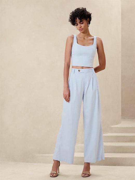 Linen-Blend Cropped Bustier Product Image