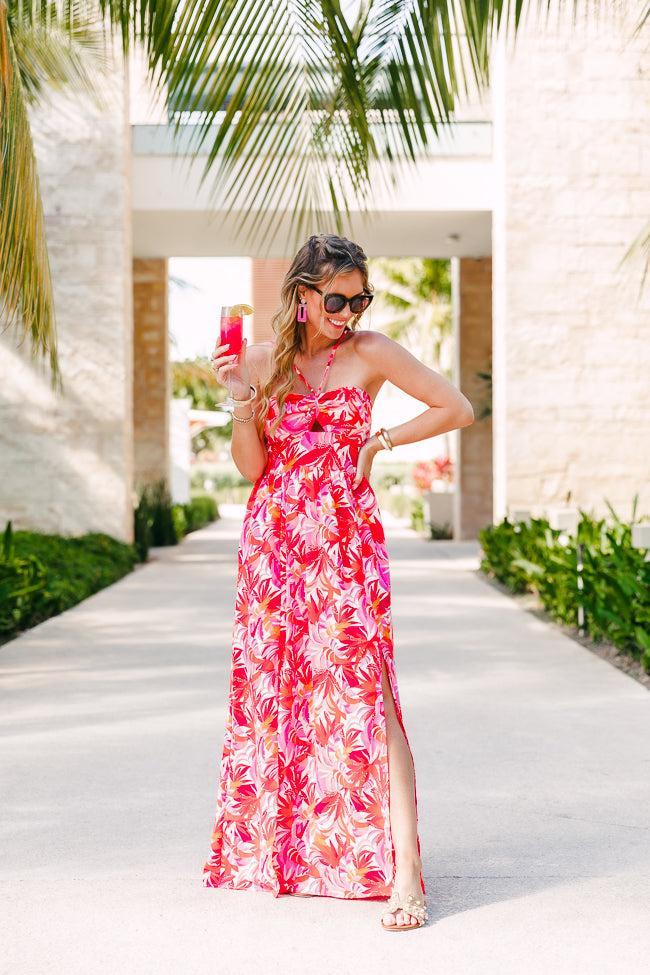 Soak In The Sun Tropical Print Maxi Dress Tori X Pink Lily Product Image