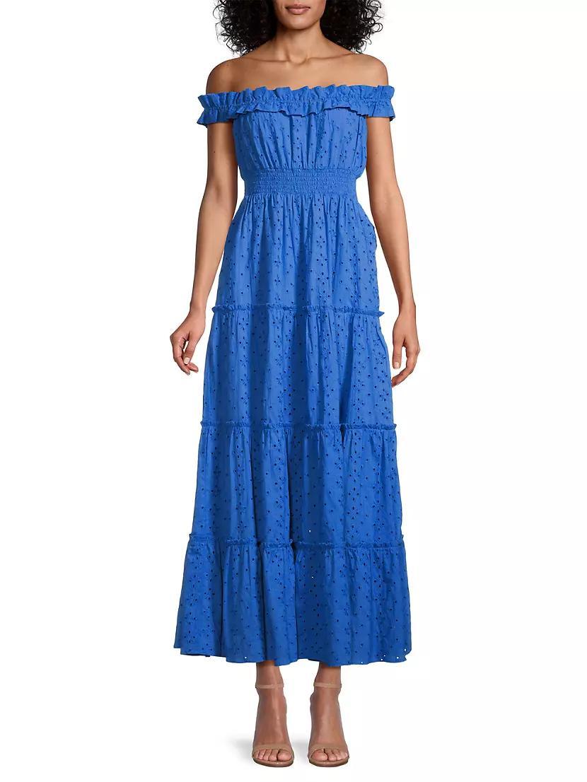 Off-The-Shoulder Eyelet Maxi Dress Product Image