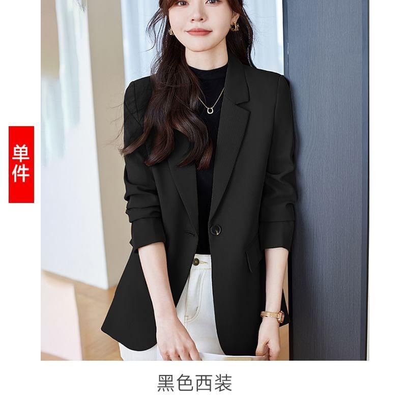 Plain Single-Button Blazer Product Image