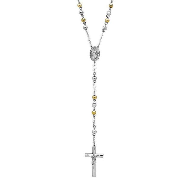 Stainless Steel Two Tone Rosary Necklace - Men, Mens Multicolor Product Image