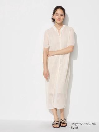 Womens Lace Knit Dress Off White 2XS UNIQLO US product image