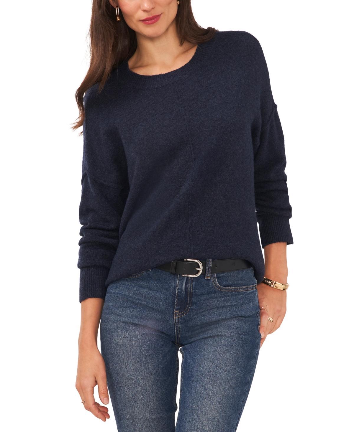 Vince Camuto Long Sleeve Extend Shoulder Center Facing Seam Cozy Sweater (Latte Heather) Women's Sweater Product Image