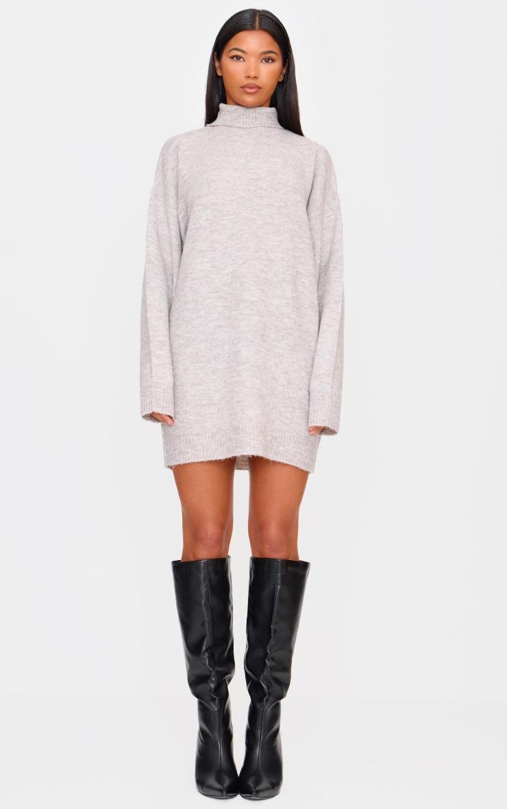 Stone Knitted Slouchy Sweater Dress Product Image