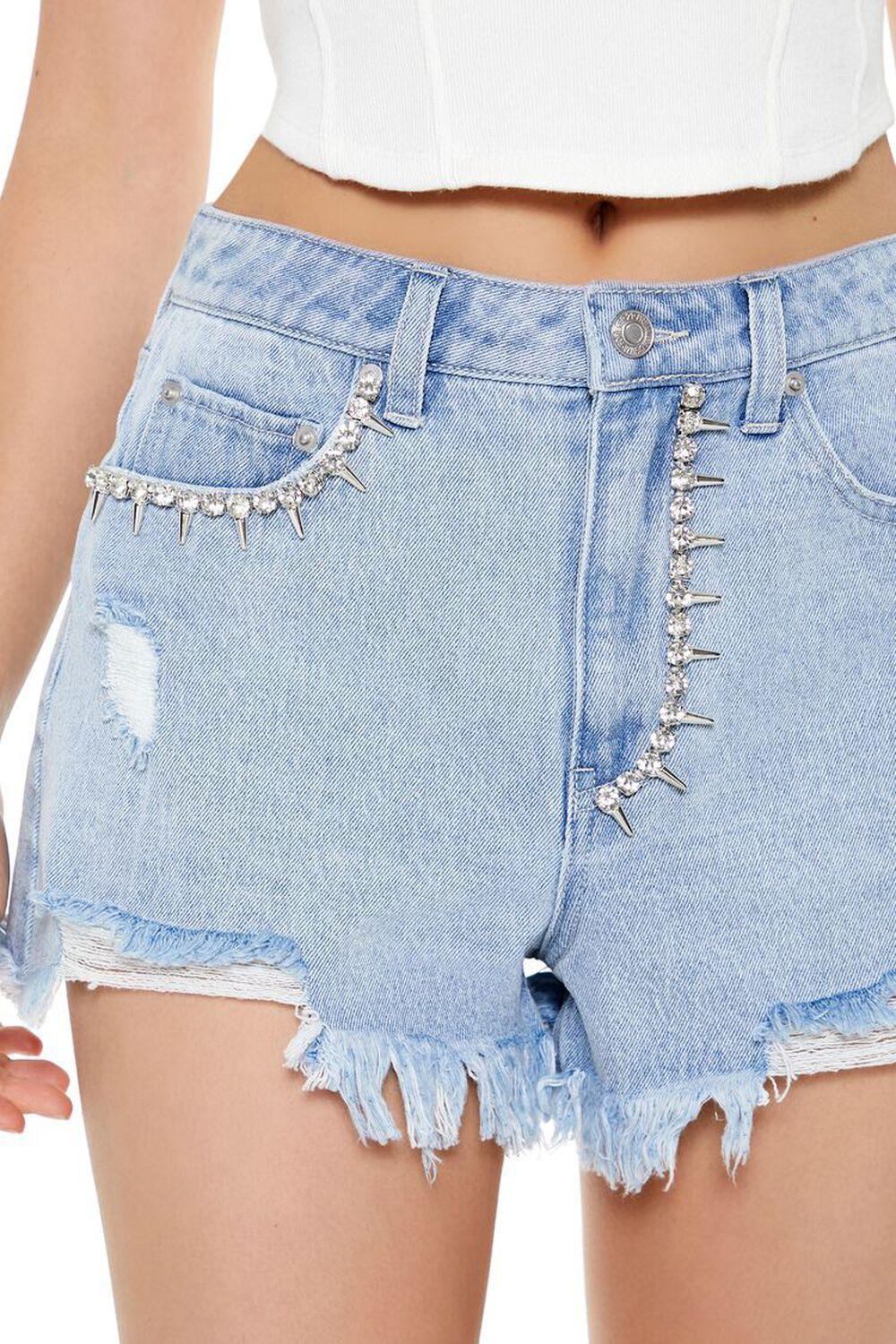 Studded Rhinestone Denim Shorts | Forever 21 Product Image