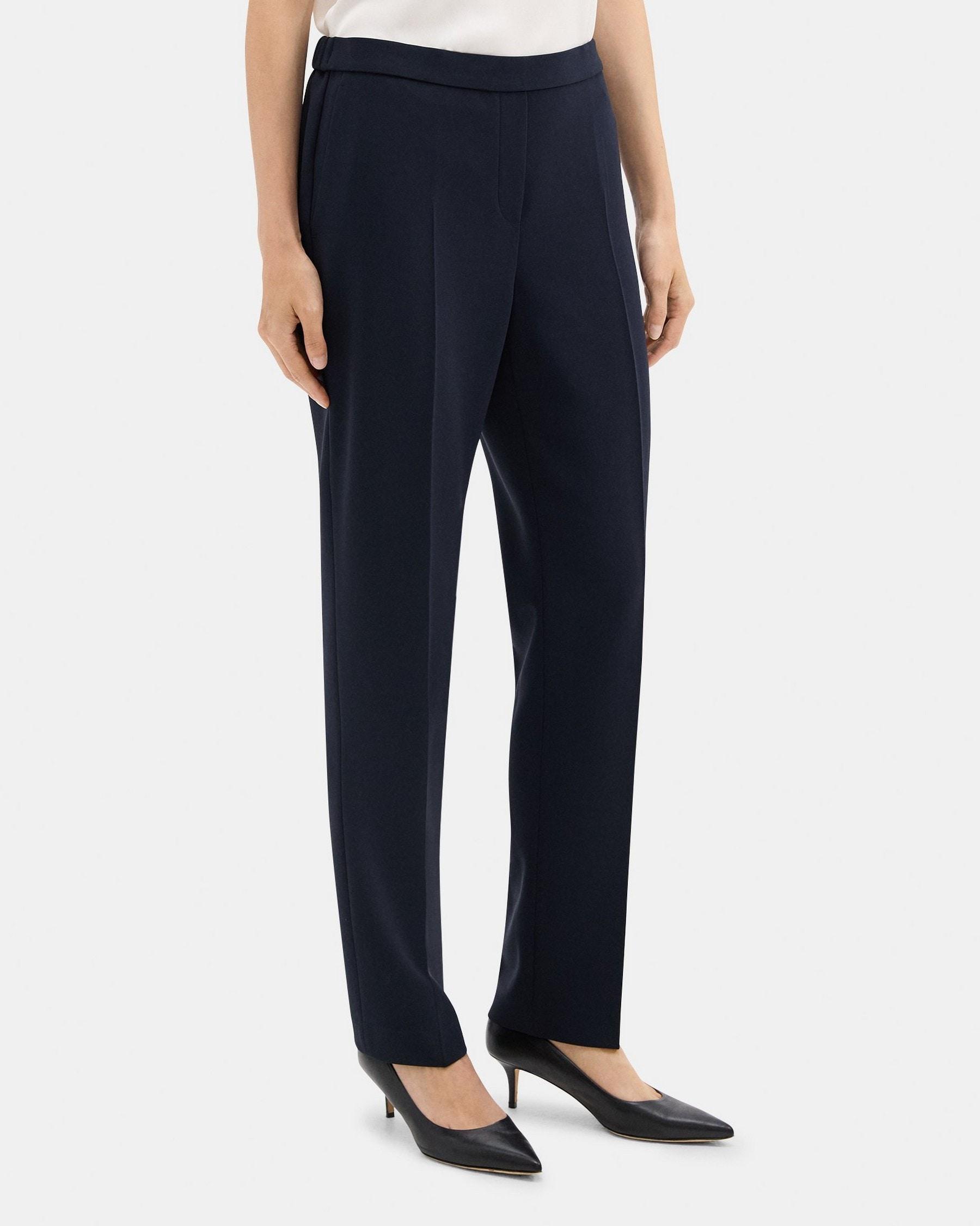 Slim Cropped Pull-On Pant in Crepe Product Image