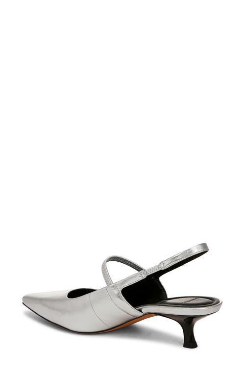 Bianca Metallic Kitten Slingback Pumps In Silver Product Image