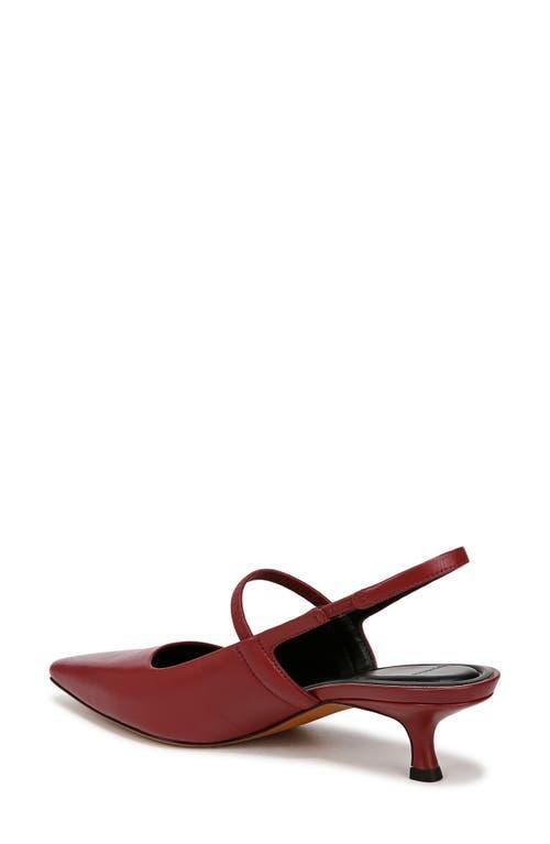 Venice Slingback Pointed Toe Kitten Heel Pump In Crimson Red Leather Product Image