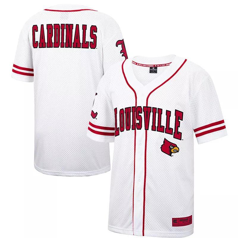 Mens Colosseum White Louisville Cardinals Free Spirited Mesh Button-Up Baseball Jersey Product Image