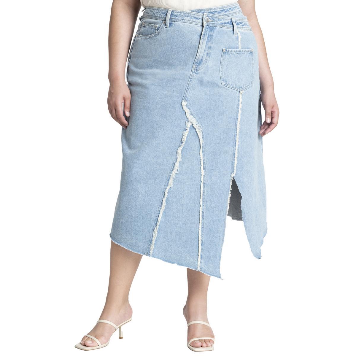 Eloquii Womens Deconstructed Denim Skirt Product Image