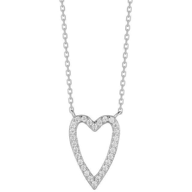 Sunkissed Sterling Cubic Zirconia Open Heart Necklace, Womens Silver Product Image