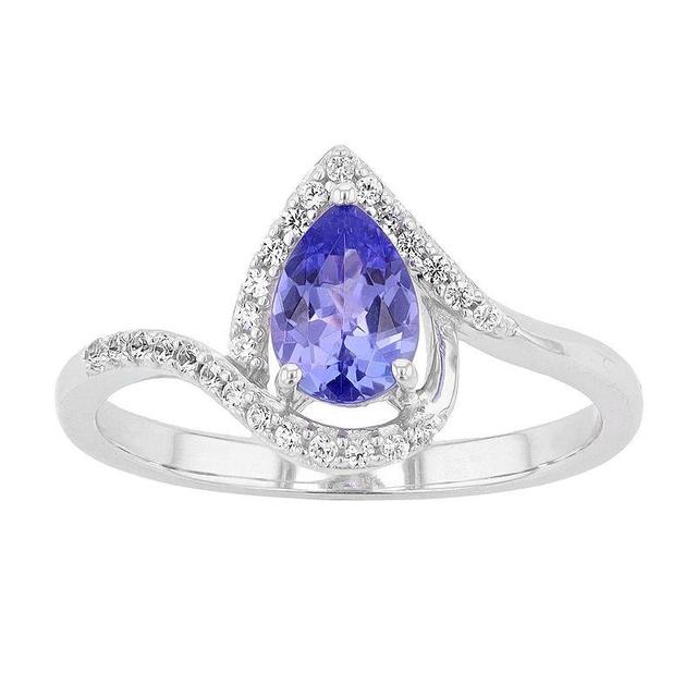 Sterling Silver Tanzanite & Lab-Created White Sapphire Teardrop Ring, Womens Blue Product Image