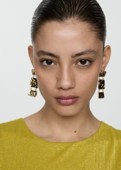 MANGO - Long textured earrings - One size - Women Product Image