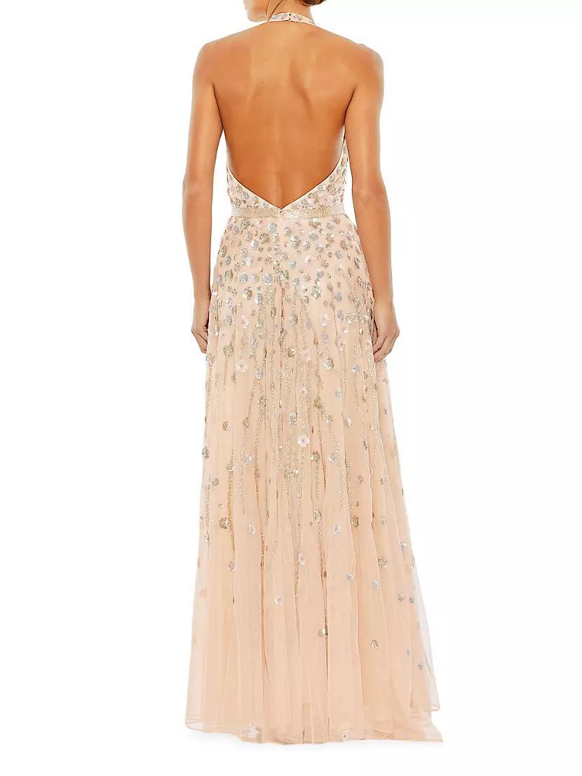 Embellished A-Line Halter Gown Product Image