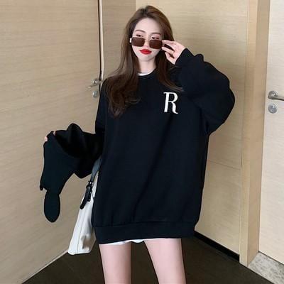 Round Neck Lettering Print Sweatshirt Product Image