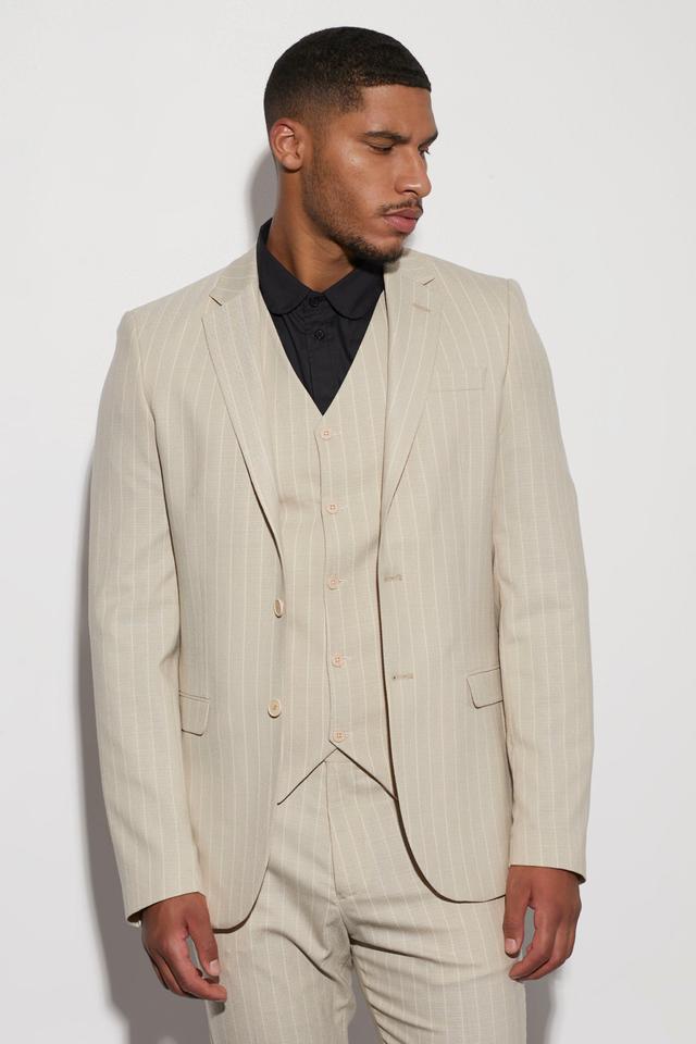 Tall Single Breasted Slim Stripe Suit Jacket | boohooMAN USA Product Image